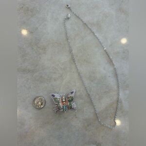 Swarovski JCB jewelry collection crystal & pearl butterfly brooch necklace 🦋